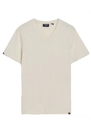 T-Shirt Herren T-Shirt V NECK SLUB SS Oat Cream Marl