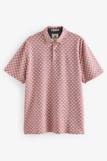Next Poloshirt Strukturiertes mit Print Rot/Rosa