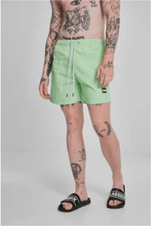 URBAN CLASSICS Badeshorts Block Swim Shorts Dunkelblau/Blau/Schwarz