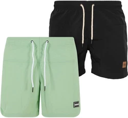 URBAN CLASSICS Badeshorts Block Swim Shorts Dunkelblau/Blau/Schwarz