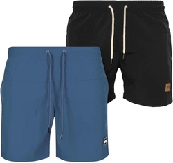 URBAN CLASSICS Badeshorts Block Swim Shorts Dunkelblau/Blau/Schwarz