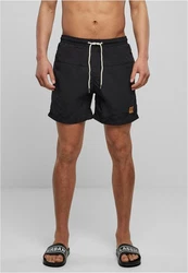 URBAN CLASSICS Badeshorts Block Swim Shorts Dunkelblau/Blau/Schwarz