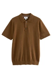 Next Gestricktes Polo-Shirt Braun/Dunkelbraun/Beige/Khaki