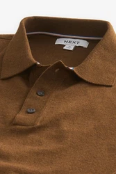 Next Gestricktes Polo-Shirt Braun/Dunkelbraun/Beige/Khaki