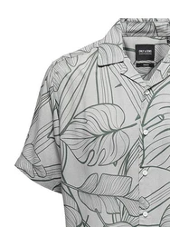 ONLY & SONS Kurzarmhemd Hemd mit Resort Kragen 7346 Hellgrau