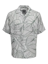 ONLY & SONS Kurzarmhemd Hemd mit Resort Kragen 7346 Hellgrau