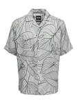 ONLY & SONS Kurzarmhemd Hemd mit Resort Kragen 7346 Hellgrau