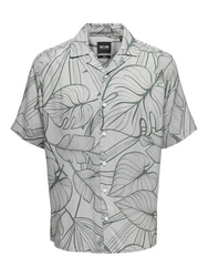 ONLY & SONS Kurzarmhemd Hemd mit Resort Kragen 7346 Hellgrau
