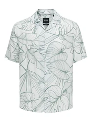 ONLY & SONS Kurzarmhemd Hemd mit Resort Kragen 7346 Weiß