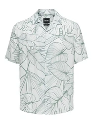 ONLY & SONS Kurzarmhemd Hemd mit Resort Kragen 7346 Weiß