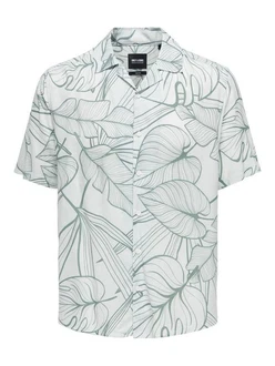 ONLY & SONS Kurzarmhemd Hemd mit Resort Kragen 7346 Weiß