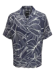 ONLY & SONS Kurzarmhemd Hemd mit Resort Kragen 7346 Blau