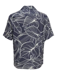 ONLY & SONS Kurzarmhemd Hemd mit Resort Kragen 7346 Blau
