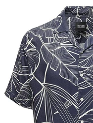 ONLY & SONS Kurzarmhemd Hemd mit Resort Kragen 7346 Blau