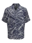 ONLY & SONS Kurzarmhemd Hemd mit Resort Kragen 7346 Blau