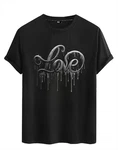 RMK T-Shirt Herren Shirt kurzarm Rundhals Basic Liebe Print Schwarz