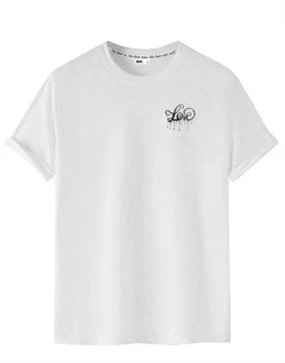 RMK T-Shirt Herren Shirt kurzarm Rundhals Basic Liebe Print Weiß RMK T-Shirt Herren Shirt kurzarm Rundhals Basic Liebe Print Weiß