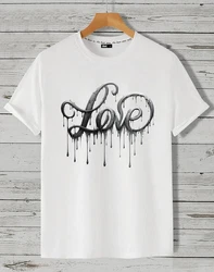 RMK T-Shirt Herren Shirt kurzarm Rundhals Basic Liebe Print Schwarz/Weiß/Silber/Grau/Rosa