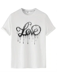 RMK T-Shirt Herren Shirt kurzarm Rundhals Basic Liebe Print Schwarz/Weiß/Silber/Grau/Rosa