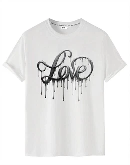 RMK T-Shirt Herren Shirt kurzarm Rundhals Basic Liebe Print Schwarz/Weiß/Silber/Grau/Rosa RMK T-Shirt Herren Shirt kurzarm Rundhals Basic Liebe Print Schwarz/Weiß/Silber/Grau/Rosa