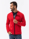 OMBRE Herren-Sweatshirt mit Stehkragen im Motorrad-Stil Rot