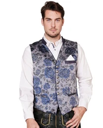 KRGER BUAM Trachtenweste Herren Trachten Weste 'Floris' 951466, Grau Blau