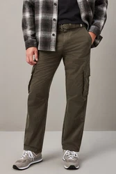 Next Relaxed Fit Funktions-Cargohose mit Gürtel (2-tlg) Khaki/Dunkelgrün