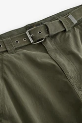 Next Relaxed Fit Funktions-Cargohose mit Gürtel (2-tlg) Khaki/Dunkelgrün