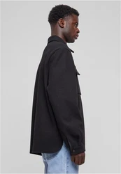 URBAN CLASSICS Langarmhemd Plain Overshirt Schwarz/Dunkelblau/Beige
