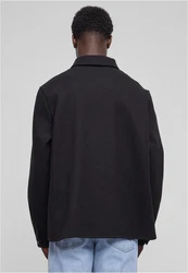 URBAN CLASSICS Langarmhemd Plain Overshirt Schwarz/Dunkelblau/Beige