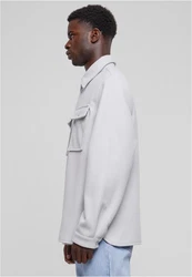 URBAN CLASSICS Langarmhemd Plain Overshirt Hellgrau/Grau