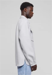 URBAN CLASSICS Langarmhemd Plain Overshirt Hellgrau/Grau