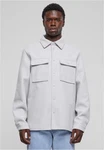 URBAN CLASSICS Langarmhemd Plain Overshirt Hellgrau/Grau