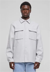 URBAN CLASSICS Langarmhemd Plain Overshirt Hellgrau/Grau
