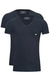 EMPORIO ARMANI Herren T-Shirt 2er Pack V-Neck Marine