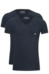EMPORIO ARMANI Herren T-Shirt 2er Pack V-Neck Marine