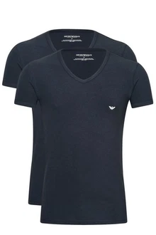 EMPORIO ARMANI Herren T-Shirt 2er Pack V-Neck Marine EMPORIO ARMANI Herren T-Shirt 2er Pack V-Neck Marine