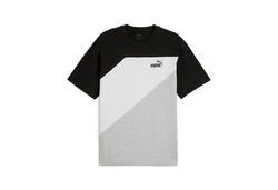 PUMA T-Shirt POWER COLORBLOCK TEE Schwarz/Silber/Dunkelgrau/Grau/Weiß