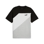 PUMA T-Shirt POWER COLORBLOCK TEE Schwarz/Silber/Dunkelgrau/Grau/Weiß