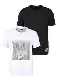 T-Shirt (Spar-Set, 2er-Pack) Kurzarm, schmal geschnitten, aus Single Jersey