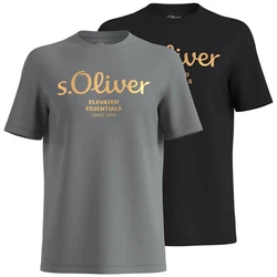 s.Oliver T-Shirt mit Metallic-Logo-Aufdruck 2er Pack 