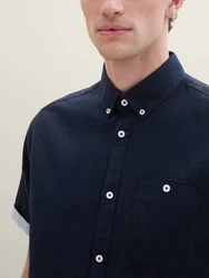TOM TAILOR Hemd Chambray Kurzarm navy/blue denim