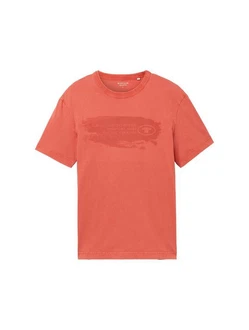 TOM TAILOR T-Shirt mit Textprint Orange/Rot