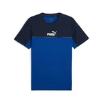 PUMA T-Shirt ESS BLOCK X TAPE TEE Dunkelblau/Blau