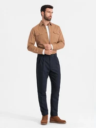 OMBRE Langarmhemd Regular Fit Braun/Khaki/Beige