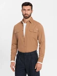 OMBRE Langarmhemd Regular Fit Braun/Khaki/Beige