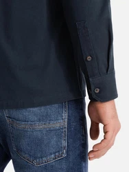 OMBRE Langarmhemd Regular Fit Dunkelblau/Hellblau/Blau