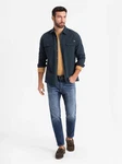 OMBRE Langarmhemd Regular Fit Dunkelblau/Hellblau/Blau