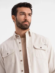 OMBRE Langarmhemd Regular Fit Beige/Khaki