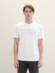 TOM TAILOR T-Shirt mit Textprint Weiß/Schwarz/Creme